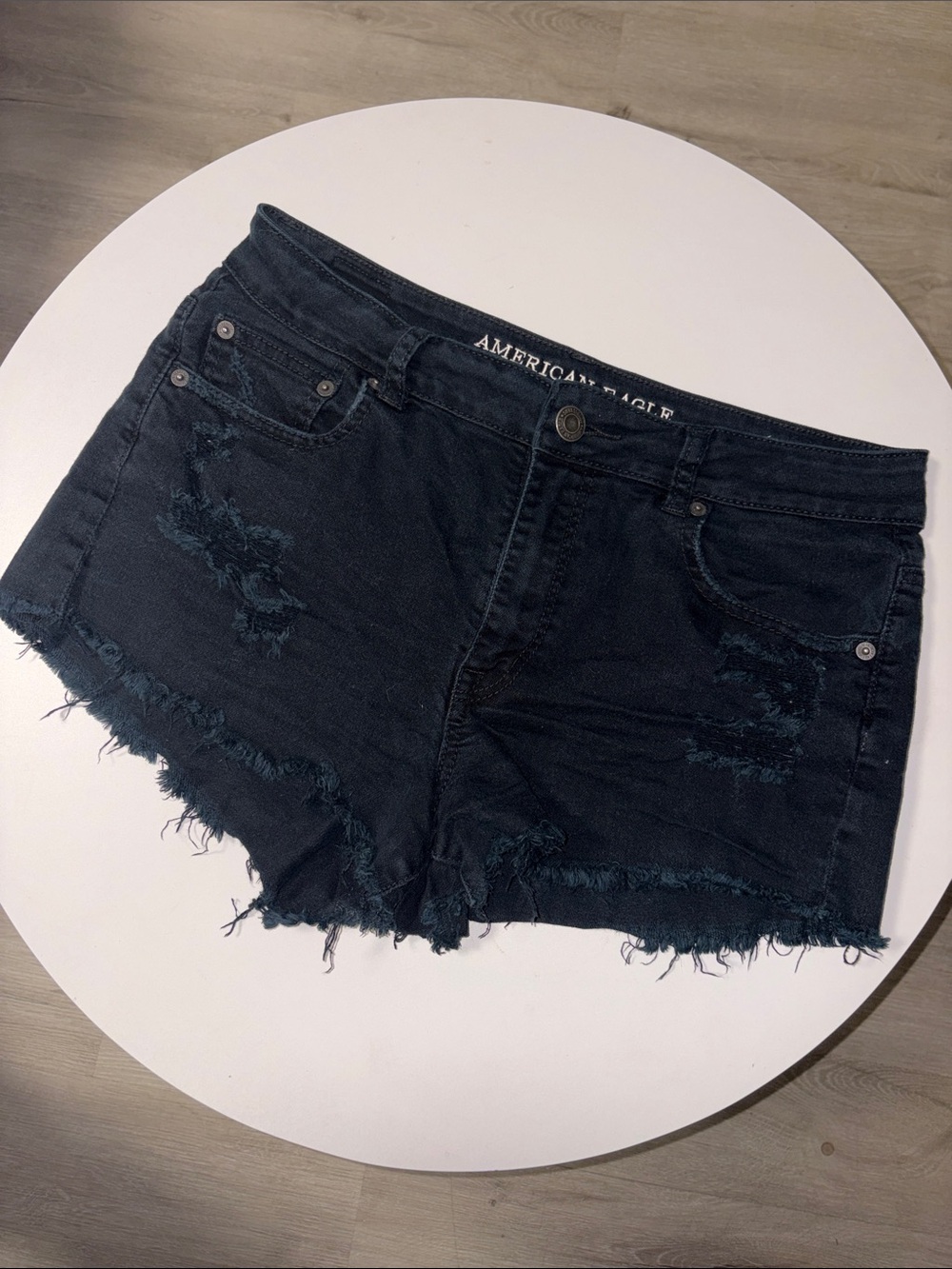 American Eagle Outfitters Black Distressed Cutoff Jean Shorts